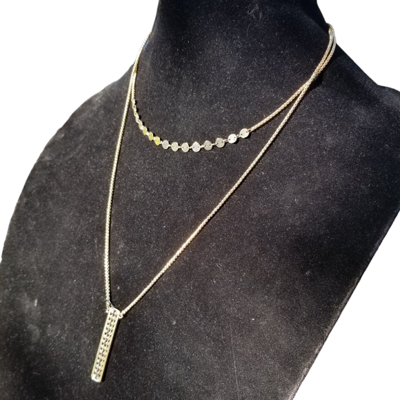 NINE WEST NWT LAYERED GOLDTONED TASSEL & BAR PENDANT NECKLACE - Picture 2 of 6